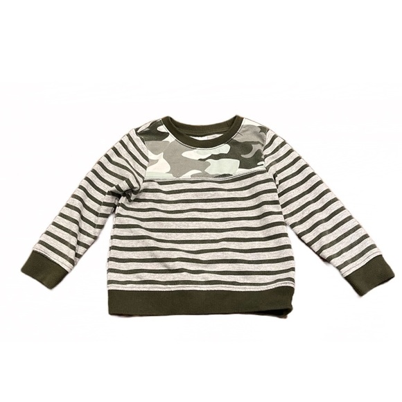 ⭐️ Toddler Boys Sweatshirt With Camo Design | Army Green & Gray | Size 3T - Picture 1 of 7